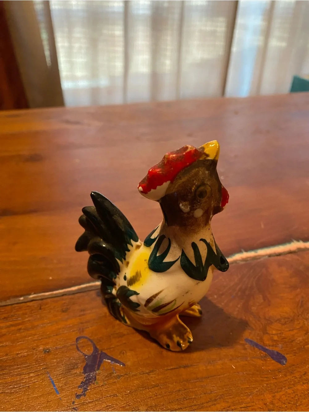 Handpainted Rooster Bird Figurine - Yellow, Black, Red by Per Ann Novelty